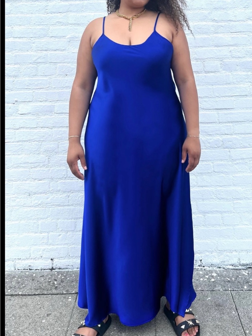 Unworn Baacal Sz.18-20 Cobalt Blue Slip Maxi Dress